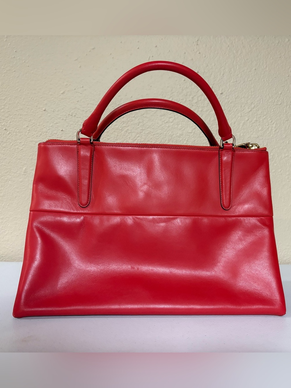 Coach Vermillion Red Brough Leather Satchel NWOT 30348
